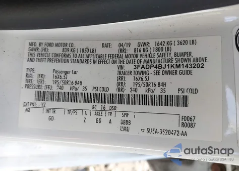 2019 Ford Fiesta Se from USA, damaged, VIN 3FADP4BJ1KM143202